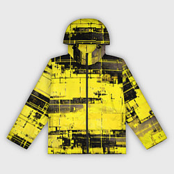 Ветровка с капюшоном женская Чёрно-жёлтый техно-паттерн, цвет: 3D-черный