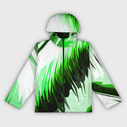 Ветровка с капюшоном женская Чёрно-зелёные острые полосы на белом фоне, цвет: 3D-черный