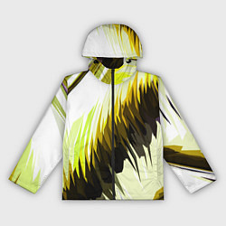 Ветровка с капюшоном женская Чёрно-жёлтые острые полосы на белом фоне, цвет: 3D-черный