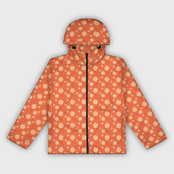 Ветровка с капюшоном женская Кораллово-оранжевый геометричный паттерн, цвет: 3D-черный