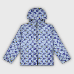 Ветровка с капюшоном женская Паттерн голубой в цветочек, цвет: 3D-черный