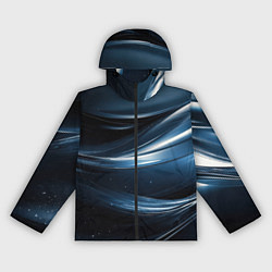 Ветровка с капюшоном женская Геометрическая синяя текстура, цвет: 3D-черный