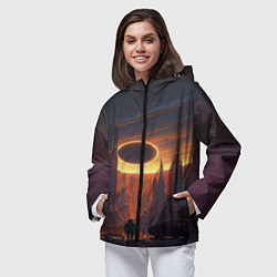 Ветровка с капюшоном женская Космос - человек, цвет: 3D-черный — фото 2