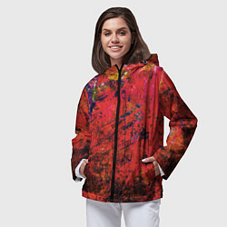 Ветровка с капюшоном женская Абстракция - dark red grunge, цвет: 3D-черный — фото 2