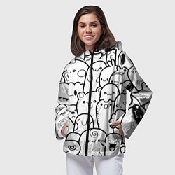 Ветровка с капюшоном женская Doodle monsters, цвет: 3D-черный — фото 2