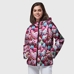 Ветровка с капюшоном женская Карамельные сердечки, цвет: 3D-черный — фото 2