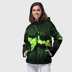 Ветровка с капюшоном женская Разлом по центру зеленой плиты, цвет: 3D-черный — фото 2