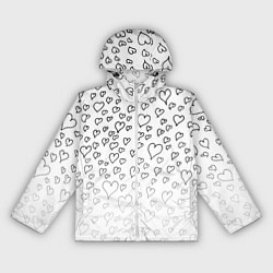 Ветровка с капюшоном женская Рисованные сердца, цвет: 3D-белый