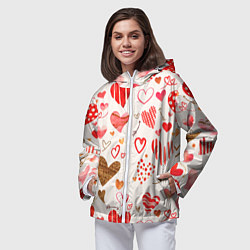 Ветровка с капюшоном женская Любовный паттерн, цвет: 3D-белый — фото 2