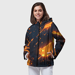 Ветровка с капюшоном женская Оранжевая краска в движении, цвет: 3D-черный — фото 2