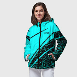 Ветровка с капюшоном женская Sport голубой с чёрным в крапинку, цвет: 3D-черный — фото 2