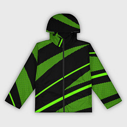 Ветровка с капюшоном женская Чёрно-зелёный абстрактные полосы, цвет: 3D-черный