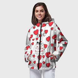 Ветровка с капюшоном женская Кошачья романтика, цвет: 3D-черный — фото 2