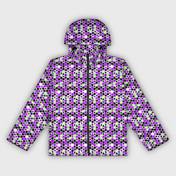 Ветровка с капюшоном женская Киберпанк шестиугольники фиолетовые, цвет: 3D-черный