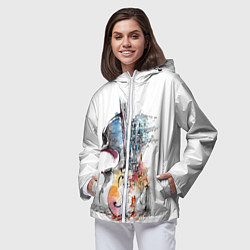 Ветровка с капюшоном женская Скрипка, цвет: 3D-белый — фото 2