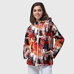 Ветровка с капюшоном женская Огненные перья, цвет: 3D-белый — фото 2