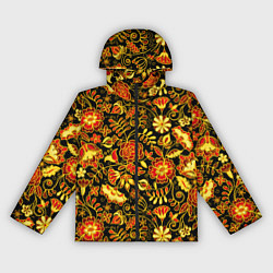 Ветровка с капюшоном женская Цветочный золотой узор, цвет: 3D-черный