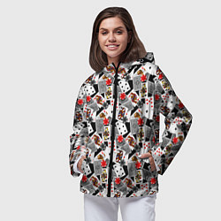 Ветровка с капюшоном женская Карты и фишки, цвет: 3D-черный — фото 2