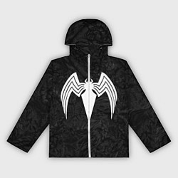 Ветровка с капюшоном женская Знак венома с текстурой симбиота, цвет: 3D-белый