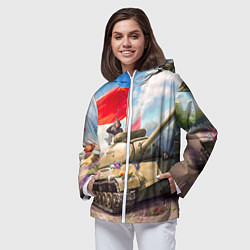 Ветровка с капюшоном женская Русский танк, цвет: 3D-белый — фото 2