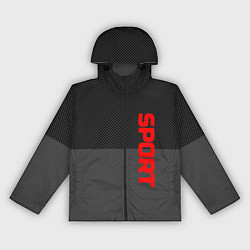 Ветровка с капюшоном женская Sport красными на сером, цвет: 3D-черный