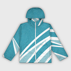 Ветровка с капюшоном женская Бело-голубой абстракция с полосами, цвет: 3D-белый