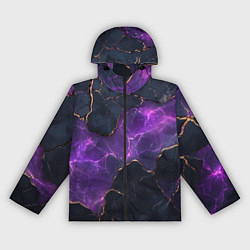 Ветровка с капюшоном женская Фиолетовый разлом с молниями, цвет: 3D-черный
