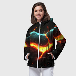 Ветровка с капюшоном женская Лава в черной текстуре, цвет: 3D-белый — фото 2