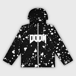 Ветровка с капюшоном женская Doom белые краски всплеск, цвет: 3D-белый