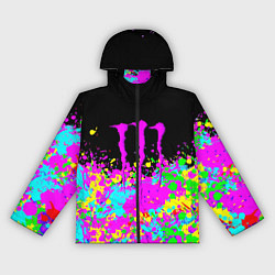 Ветровка с капюшоном женская Monster energy краски неоновые, цвет: 3D-черный