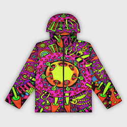 Ветровка с капюшоном женская Кислотные грибы оптические, цвет: 3D-черный