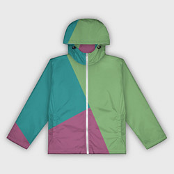 Ветровка с капюшоном женская Сине-зелёно-розовый тёмный трёхцветный, цвет: 3D-белый