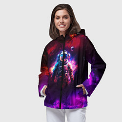 Ветровка с капюшоном женская Космонавт пламенный, цвет: 3D-черный — фото 2