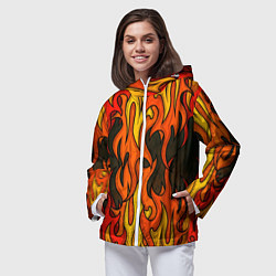Ветровка с капюшоном женская Языки пламени арт, цвет: 3D-белый — фото 2