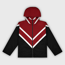 Ветровка с капюшоном женская Красный с чёрным и белые полосы, цвет: 3D-черный