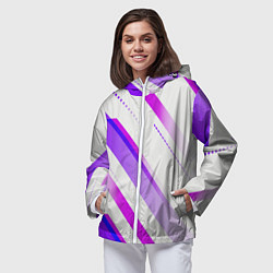 Ветровка с капюшоном женская Color white pink, цвет: 3D-белый — фото 2