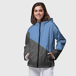 Ветровка с капюшоном женская Сине-серый геометричный, цвет: 3D-черный — фото 2