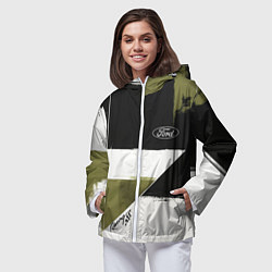 Ветровка с капюшоном женская Ford эмблема, цвет: 3D-белый — фото 2