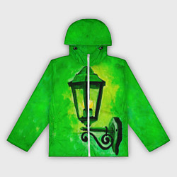 Ветровка с капюшоном женская Уличный зелёный фонарь, цвет: 3D-белый