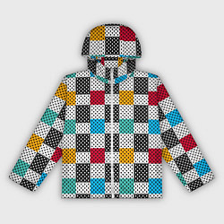 Ветровка с капюшоном женская Узор в горошек пэчворк разноцветный, цвет: 3D-белый