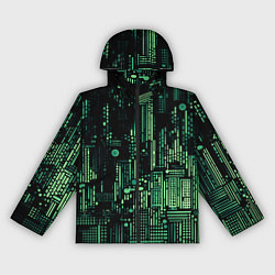 Женская ветровка Чёрно-зелёный абстракция точки полоски