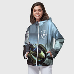 Ветровка с капюшоном женская Lamborghini - motorsport extreme, цвет: 3D-белый — фото 2