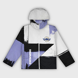 Ветровка с капюшоном женская Плавание спортивное, цвет: 3D-белый