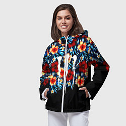 Ветровка с капюшоном женская Monster energy flower steel, цвет: 3D-белый — фото 2