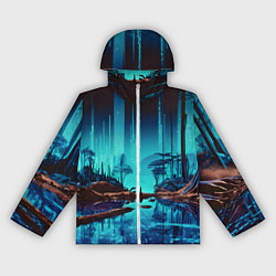 Ветровка с капюшоном женская В неоновом лесу, цвет: 3D-белый