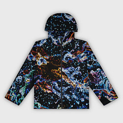 Ветровка с капюшоном женская Звёздно-кислотная абстракция, цвет: 3D-черный