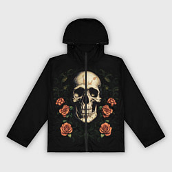 Женская ветровка Череп в красных розах