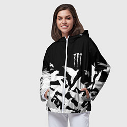 Ветровка с капюшоном женская Monster energy crow, цвет: 3D-белый — фото 2