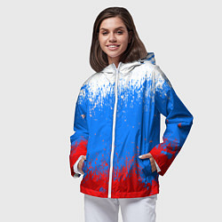 Ветровка с капюшоном женская Патриот - флаг, цвет: 3D-белый — фото 2