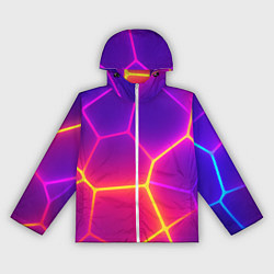 Ветровка с капюшоном женская Синие плиты с фиолетовым свечением, цвет: 3D-белый